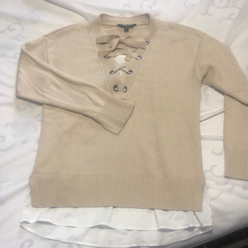 Vera Wang tie front sweater